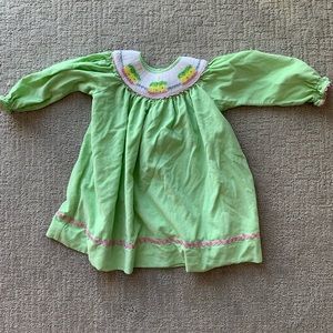 Girls smocked birthday dress green 2t